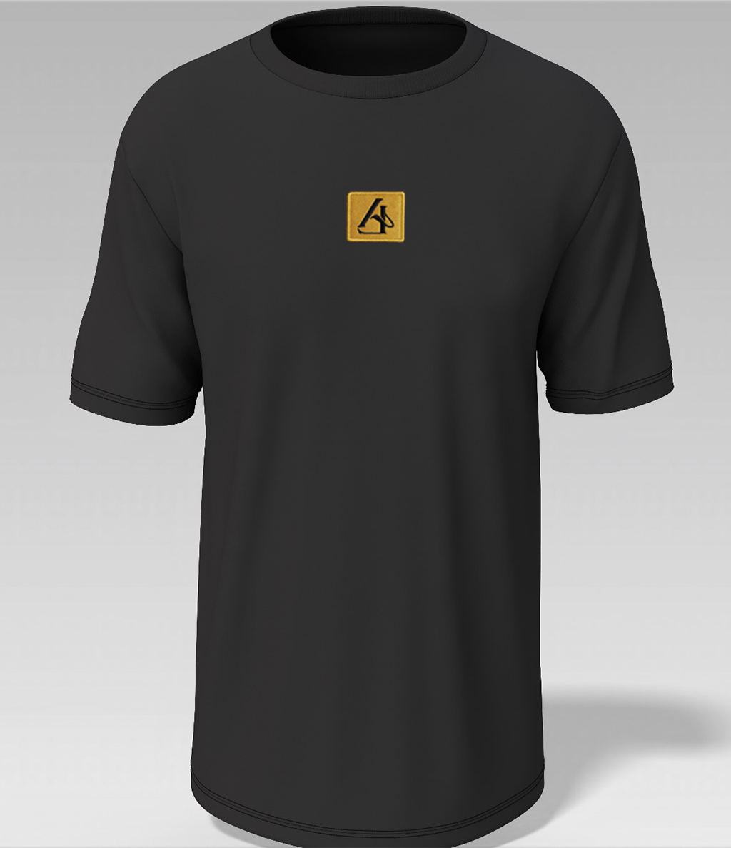 CAMISETA REGULAR FIT DE ALGODÓN PREMIUM CON LOGO BORDADO CENTRAL DORADO.