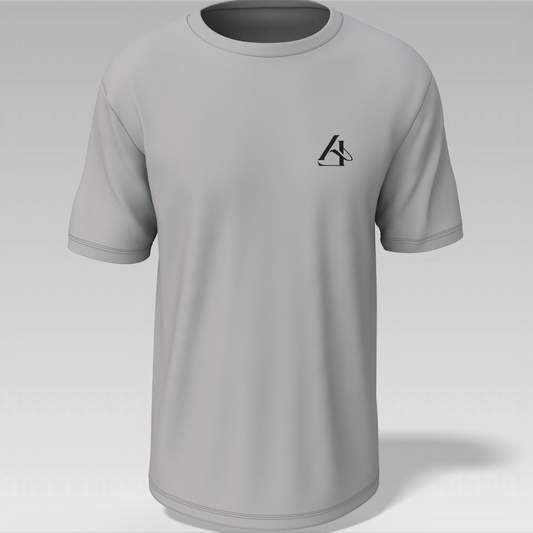 Playera básica de manga corta gris-plata.