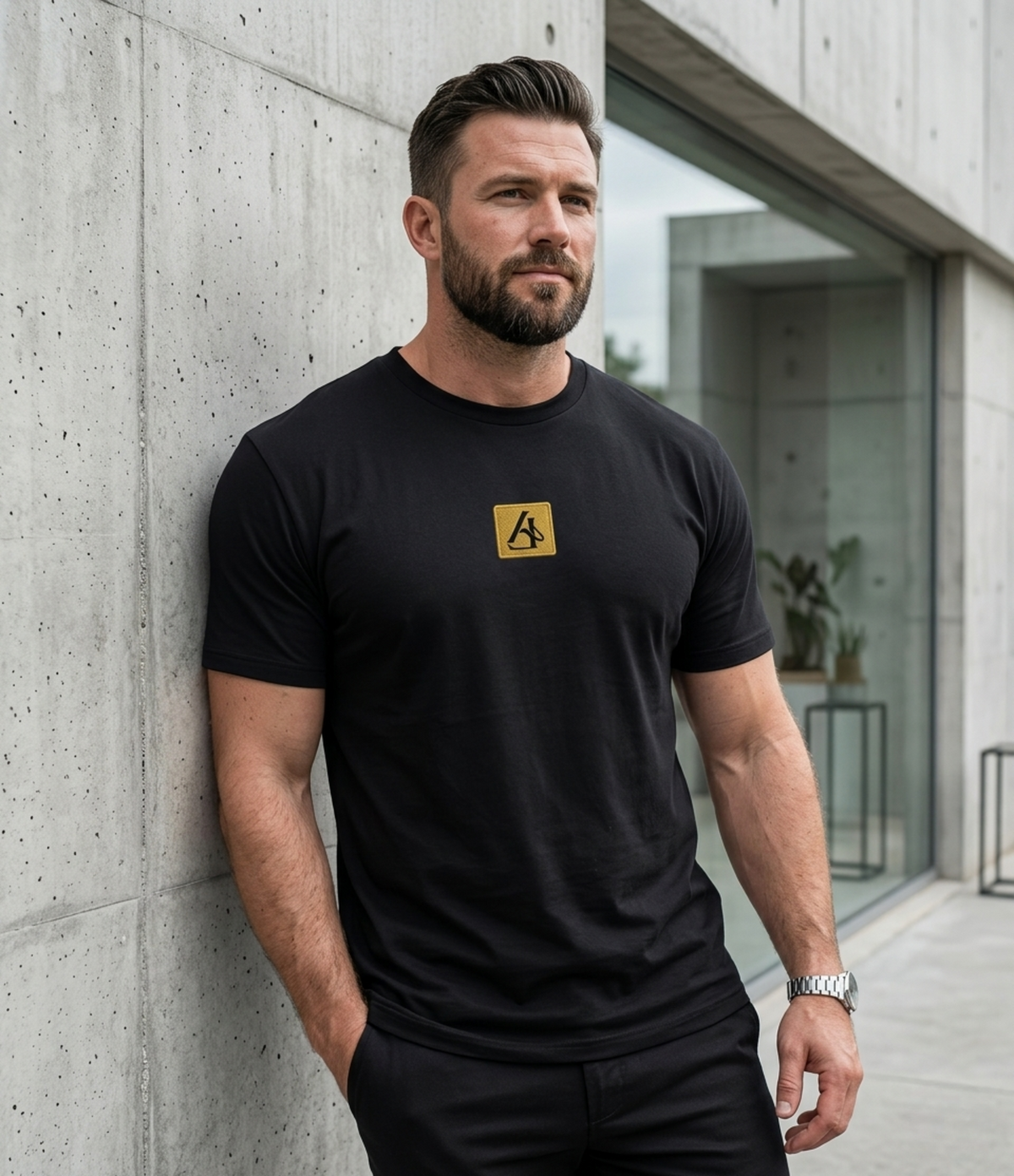 PLAYERA AL CON BORDADO CENTRAL DORADO